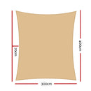 Instahut 3 x 4m Waterproof Rectangle Shade Sail Cloth - Sand Beige