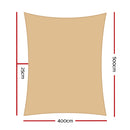 Instahut 4 x 5m Waterproof Rectangle Shade Sail Cloth - Sand Beige