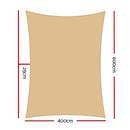 Instahut 4 x 6m Waterproof Rectangle Shade Sail Cloth - Sand Beige