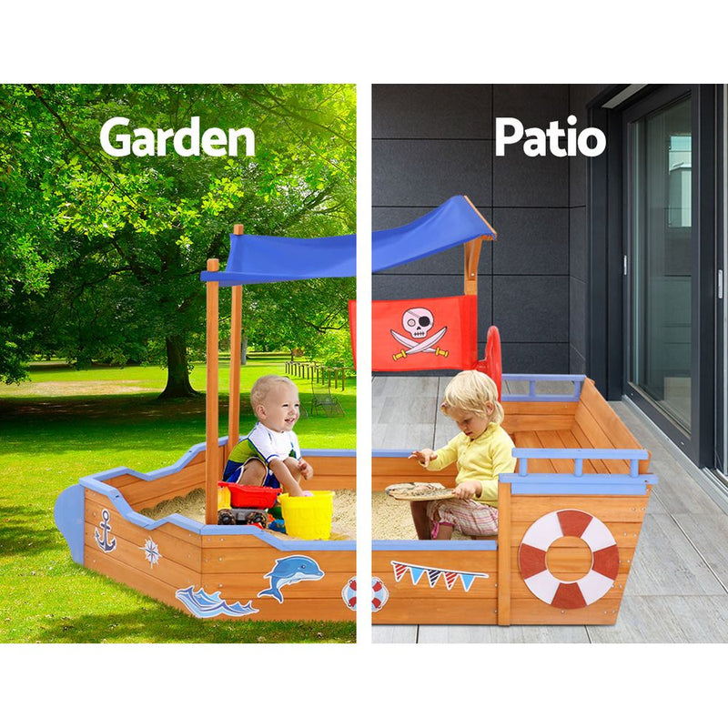 Keezi Boat Sand Pit With Canopy - Coll Online