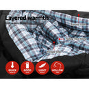 Weisshorn Sleeping Bag Bags Double Camping Hiking -10°C to 15°C Tent Winter Thermal Grey - Coll Online