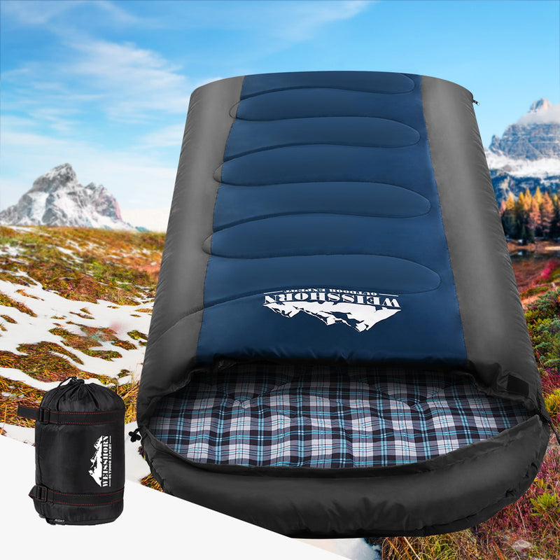 Weisshorn Sleeping Bag Bags Single Camping Hiking -20°C to 10°C Tent Winter Thermal Navy - Coll Online