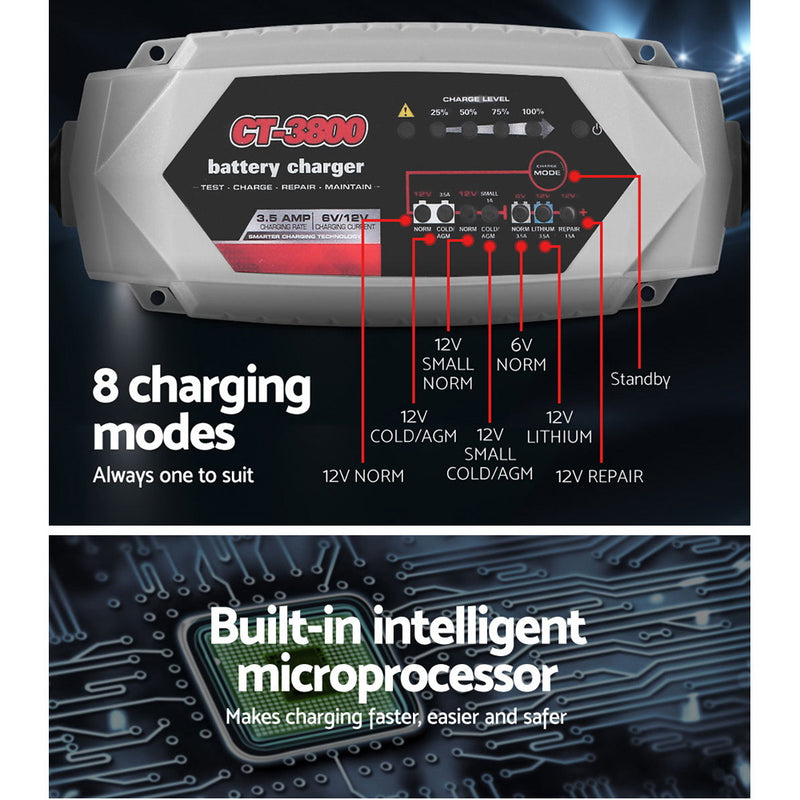 Smart Battery Charger 3.5A 12V 6V Automatic SLA AGM Car Truck Boat Motorcycle Caravan - Coll Online