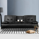 Artiss 3 Seater PU Leather Sofa Bed - Black - Coll Online