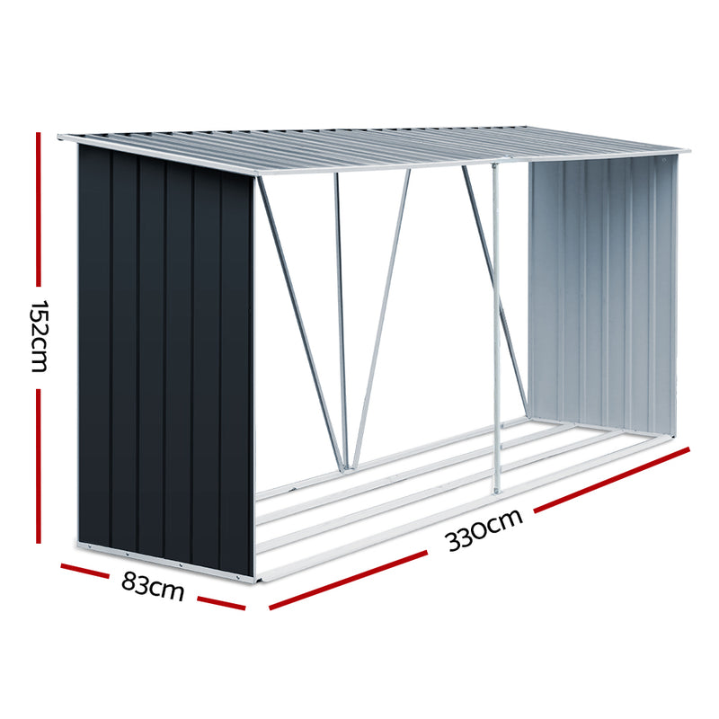 Giantz Log Storage Shed Galvanised Steel Outdoor Garden Firewood 3.5m³ Shelter - Coll Online