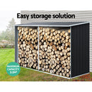 Giantz Log Storage Shed Galvanised Steel Outdoor Garden Firewood 3.5m³ Shelter - Coll Online