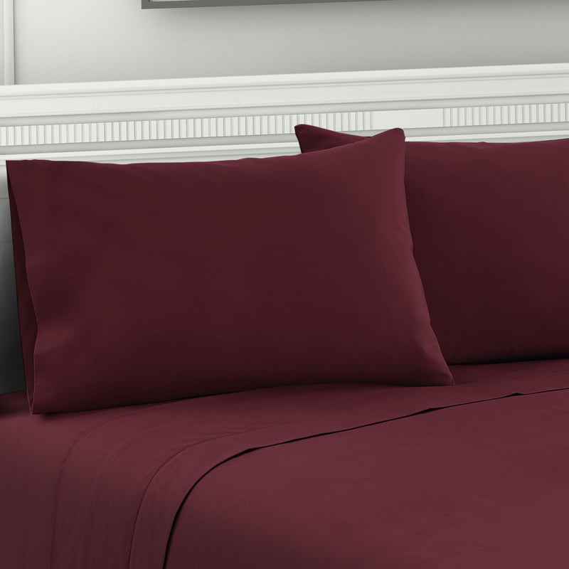 Giselle Bedding King Burgundy 4pcs Bed Sheet Set Pillowcase Flat Sheet - Coll Online