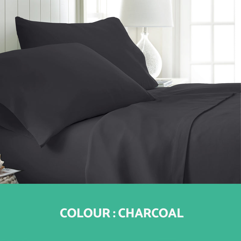 Giselle Bedding King Charcoal 4pcs Bed Sheet Set Pillowcase Flat Sheet - Coll Online