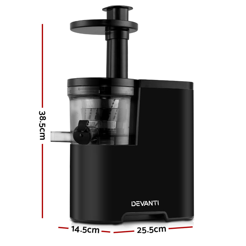 Devanti Cold Press Slow Juicer Black - Coll Online