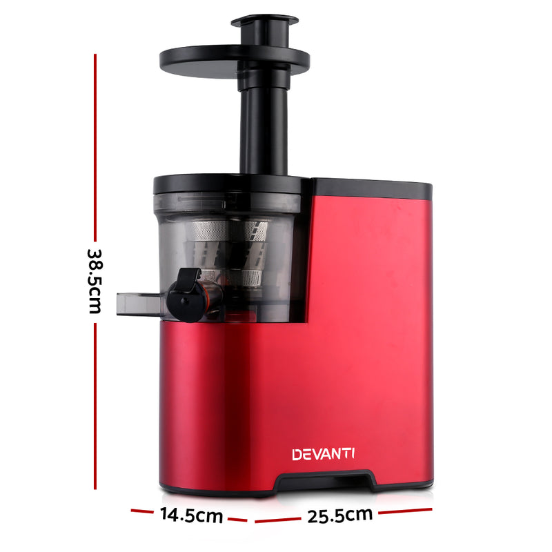 Devanti Cold Press Slow Juicer Red - Coll Online