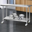 Cefito 304 Stainless Steel Kitchen Benches Work Bench Food Prep Table with Wheels 1524MM x 610MM