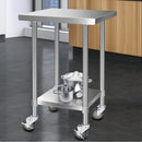 Cefito 430 Stainless Steel Kitchen Benches Work Bench Food Prep Table with Wheels 610MM x 610MM