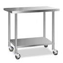 Cefito 430 Stainless Steel Kitchen Benches Work Bench Food Prep Table with Wheels 1219MM x 610MM