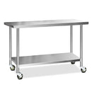 Cefito 430 Stainless Steel Kitchen Benches Work Bench Food Prep Table with Wheels 1524MM x 610MM