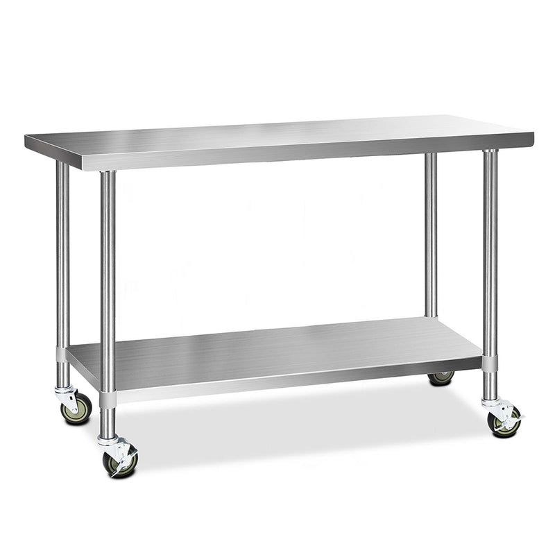 Cefito 430 Stainless Steel Kitchen Benches Work Bench Food Prep Table with Wheels 1524MM x 610MM