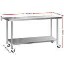 Cefito 430 Stainless Steel Kitchen Benches Work Bench Food Prep Table with Wheels 1829MM x 610MM