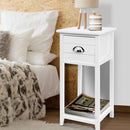 Artiss Bedside Table Nightstand Drawer Storage Cabinet Lamp Side Shelf White - Coll Online