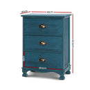 Artiss Bedside Tables Drawers Side Table Cabinet Vintage Blue Storage Nightstand - Coll Online