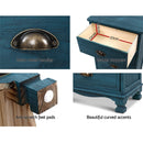 Artiss Bedside Tables Drawers Side Table Cabinet Vintage Blue Storage Nightstand - Coll Online