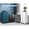 Artiss Bedside Tables Drawers Side Table Cabinet Vintage Blue Storage Nightstand - Coll Online