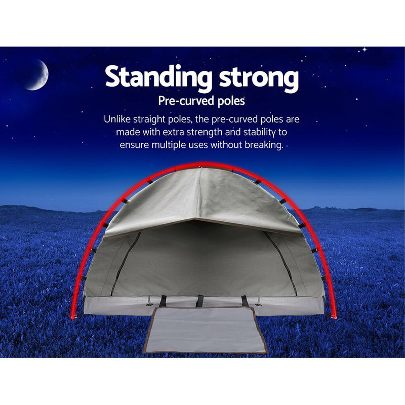 Weisshorn King Single Swag Camping Swag Canvas Tent - Grey - Coll Online
