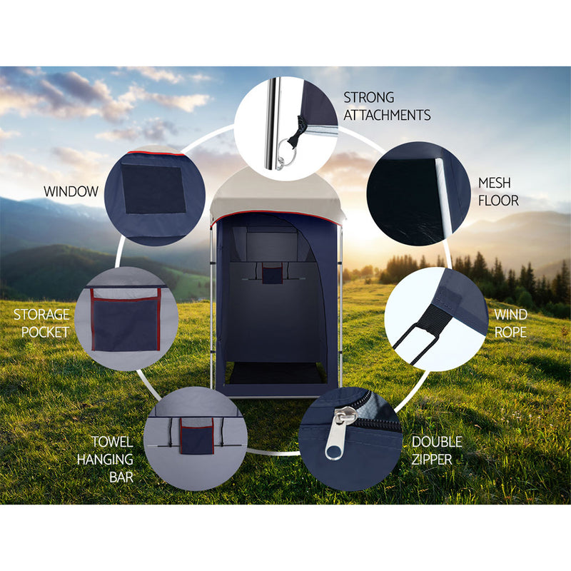Weisshorn Camping Shower Tent Outdoor Portable Changing Room Toilet Ensuite Navy - Coll Online