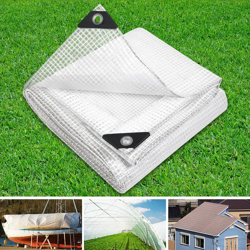Instahut 4x7m Heavy Duty Poly Tarps Tarpaulin Camping Cover Clear - Coll Online