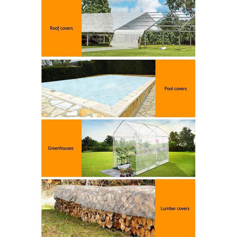 Instahut 5x6m Heavy Duty Poly Tarps Tarpaulin Camping Cover Clear - Coll Online