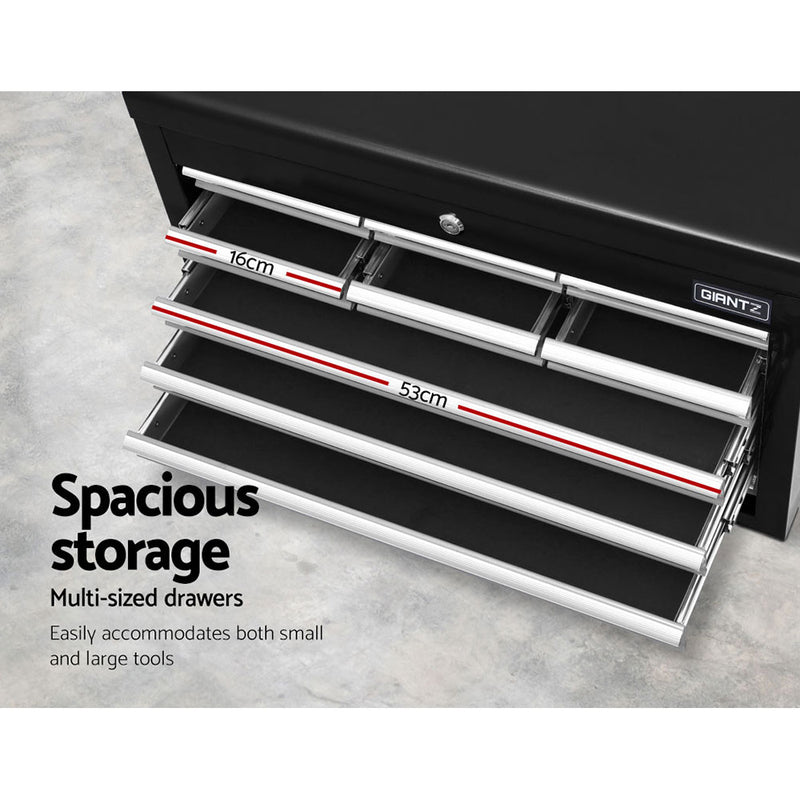 Giantz 10-Drawer Tool Box Chest Cabinet Garage Storage Toolbox Black Silver - Coll Online