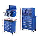 Giantz Tool Box Chest Trolley 16 Drawers Cabinet Cart Garage Toolbox Blue - Coll Online