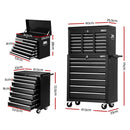 Giantz 17 Drawers Tool Box Trolley Chest Cabinet Cart Garage Mechanic Toolbox Black - Coll Online