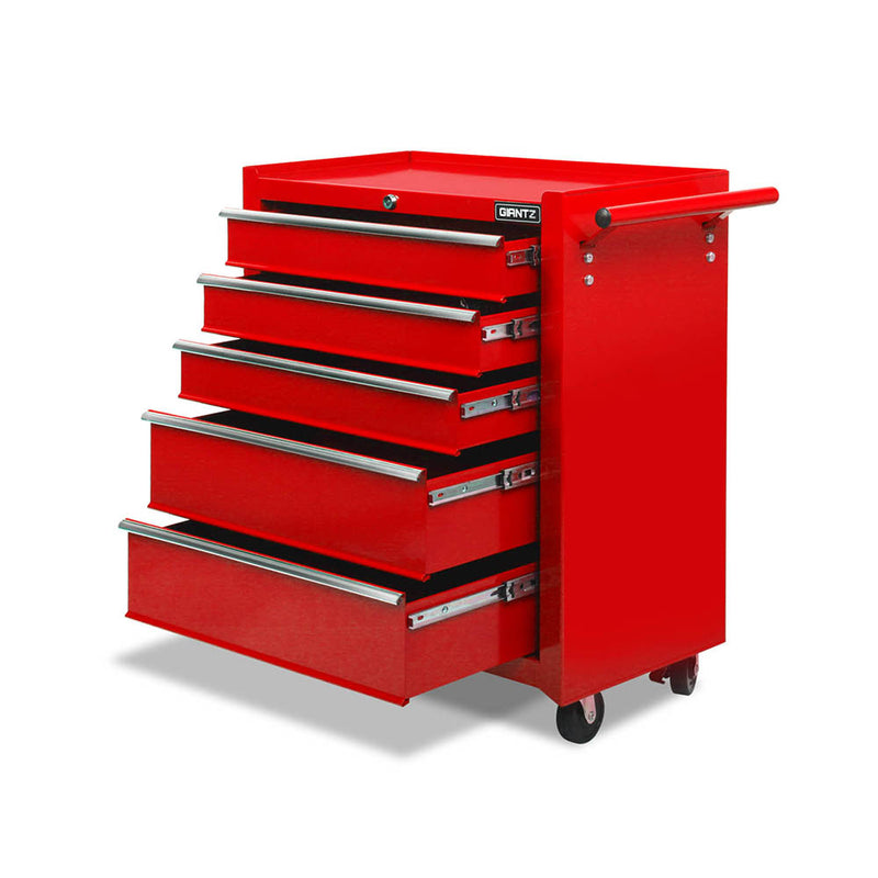 Giantz 5 Drawer Mechanic Tool Box Storage Trolley - Red - Coll Online