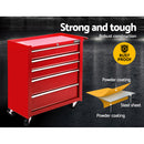 Giantz 5 Drawer Mechanic Tool Box Storage Trolley - Red - Coll Online