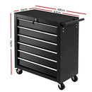 Giantz Tool Box Trolley Chest Cabinet 6 Drawers Cart Garage Toolbox Set Black - Coll Online