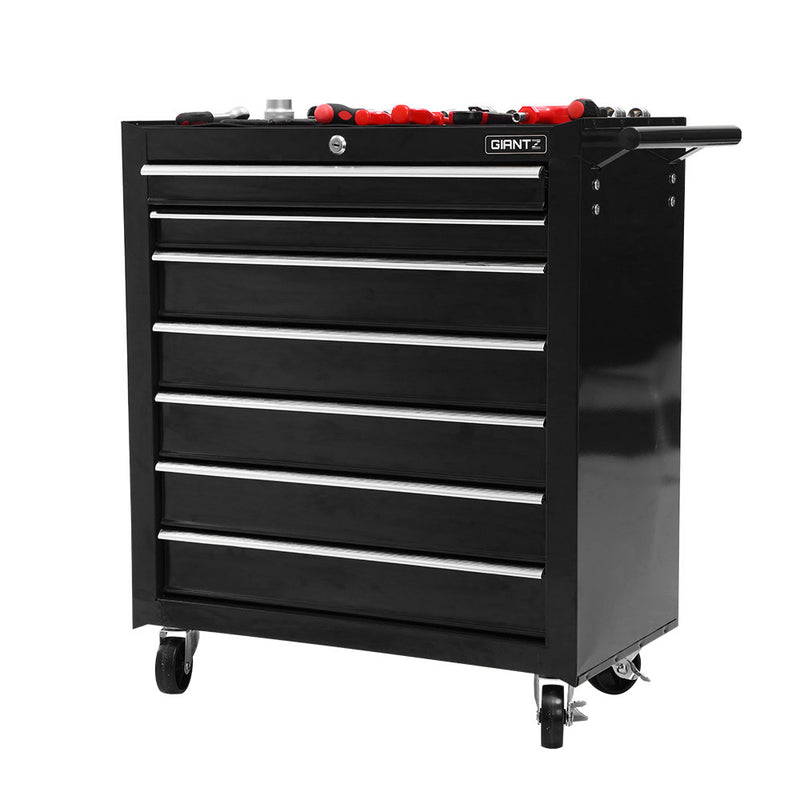 Giantz Tool Chest and Trolley Box Cabinet 7 Drawers Cart Garage Storage Black - Coll Online