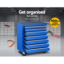 Giantz Tool Chest and Trolley Box Cabinet 7 Drawers Cart Garage Storage Blue - Coll Online