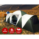 Weisshorn Family Camping Tent 12 Person Hiking Beach Tents (3 Rooms) Green - Coll Online