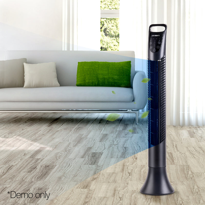 Devanti Portable Cross Flow Tower Fan - Black - Coll Online