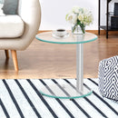 Artiss Side Coffee Table Bedside Furniture Oval Tempered Glass Top 2 Tier - Coll Online