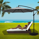 Instahut 3M Umbrella with 48x48cm Base Outdoor Umbrellas Cantilever Sun Beach Garden Patio Grey