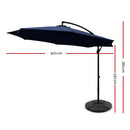 Instahut 3M Umbrella with 48x48cm Base Outdoor Umbrellas Cantilever Sun Beach Garden Patio Navy