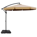 Instahut 3M Umbrella with 50x50cm Base Outdoor Umbrellas Cantilever Patio Sun Beach UV Beige - Coll Online