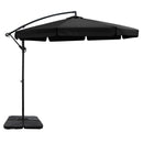 Instahut 3M Umbrella with 50x50cm Base Outdoor Umbrellas Cantilever Patio Sun Beach UV Black - Coll Online
