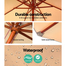 Instahut 2.7M Umbrella with Base Outdoor Pole Umbrellas Garden Stand Deck Beige - Coll Online