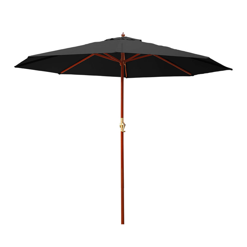 Instahut 3M Outdoor Pole Umbrella Cantilever Stand Garden Umbrellas Patio Black - Coll Online