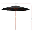 Instahut 3M Outdoor Pole Umbrella Cantilever Stand Garden Umbrellas Patio Black - Coll Online