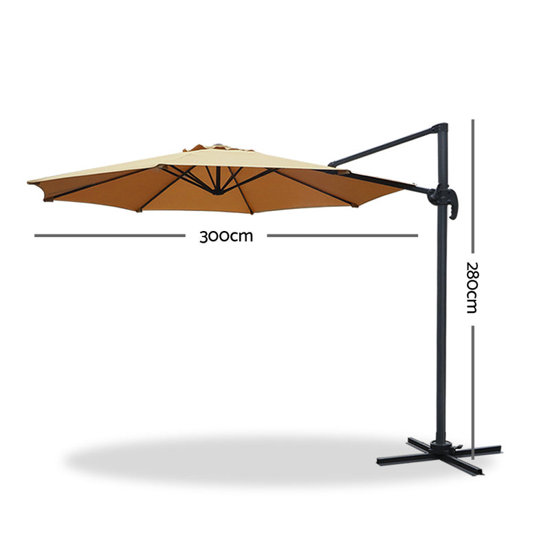 Instahut Roma Outdoor Umbrella - Beige - Coll Online