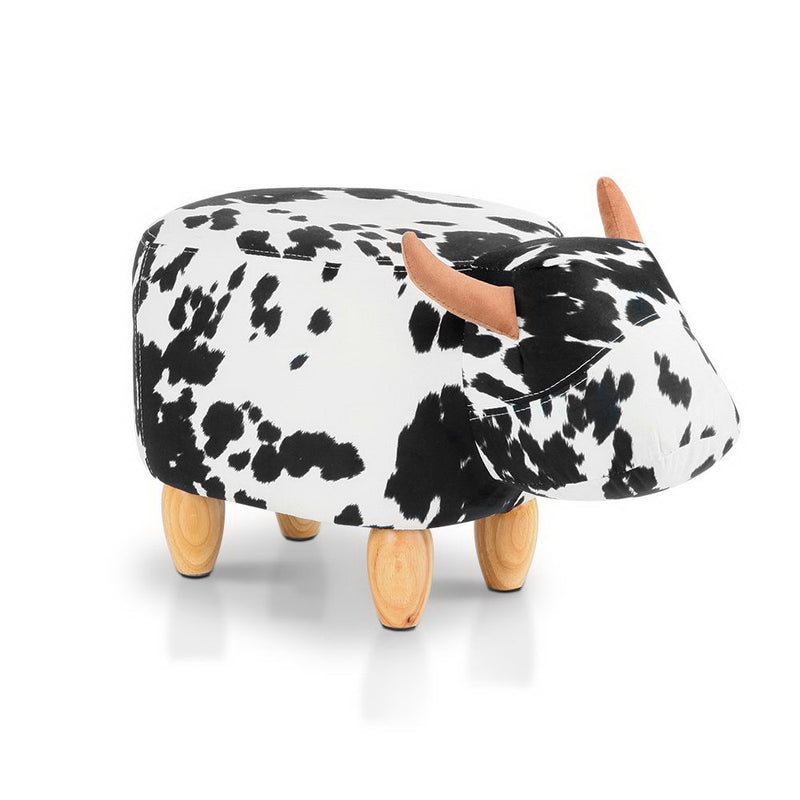 Keezi Kids Ottoman Foot Stool Toy Cow Chair Animal Foot Rest Fabric Seat White