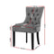 Artiss 2x Dining Chairs French Provincial Retro Chair Wooden Velvet Fabric Grey - Coll Online
