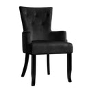 Artiss Dining Chairs French Provincial Chair Velvet Fabric Timber Retro Black - Coll Online